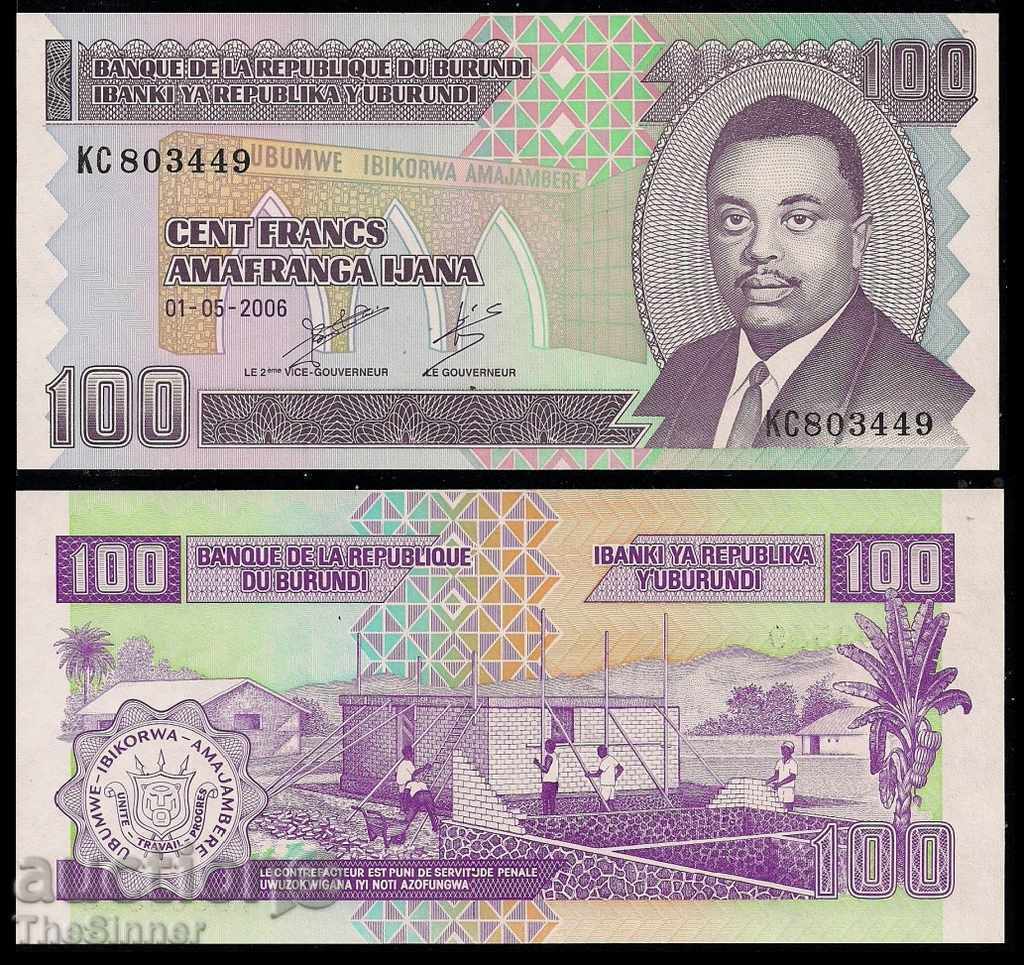 БУРУНДИ 100 Франка BURUNDI 100 Francs, P-New, 2011 UNC