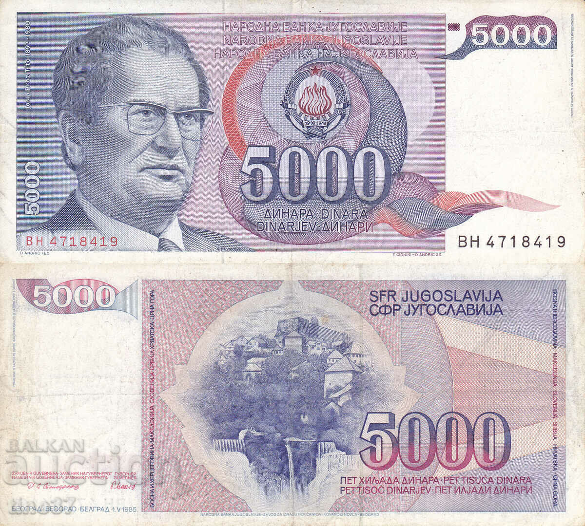 tino37- YUGOSLAVIA - 5000 DINARS - 1985