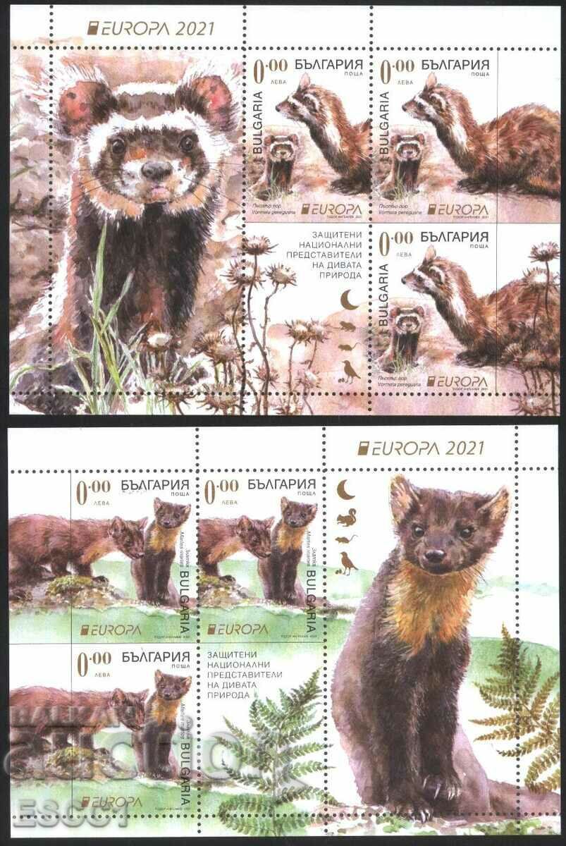 Clear souvenir blocks Europe SEPT Fauna 2021 from Bulgaria