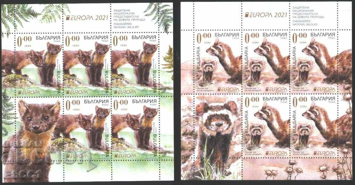 Καθαρά αναμνηστικά μπλοκ Europe SEPT Fauna 2021 από τη Βουλγαρία