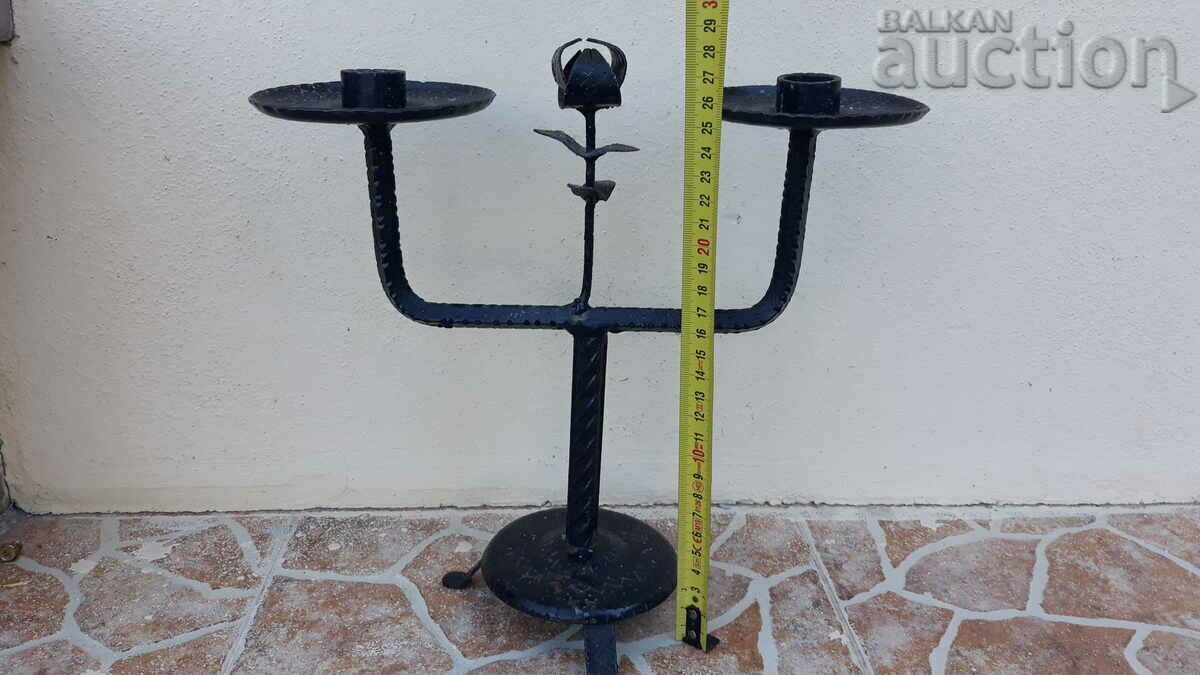 Auction  vintage handmade candle holder with rose