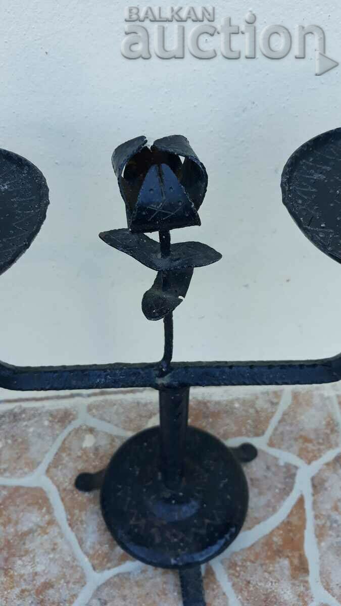 vintage handmade candle holder with rose - 5