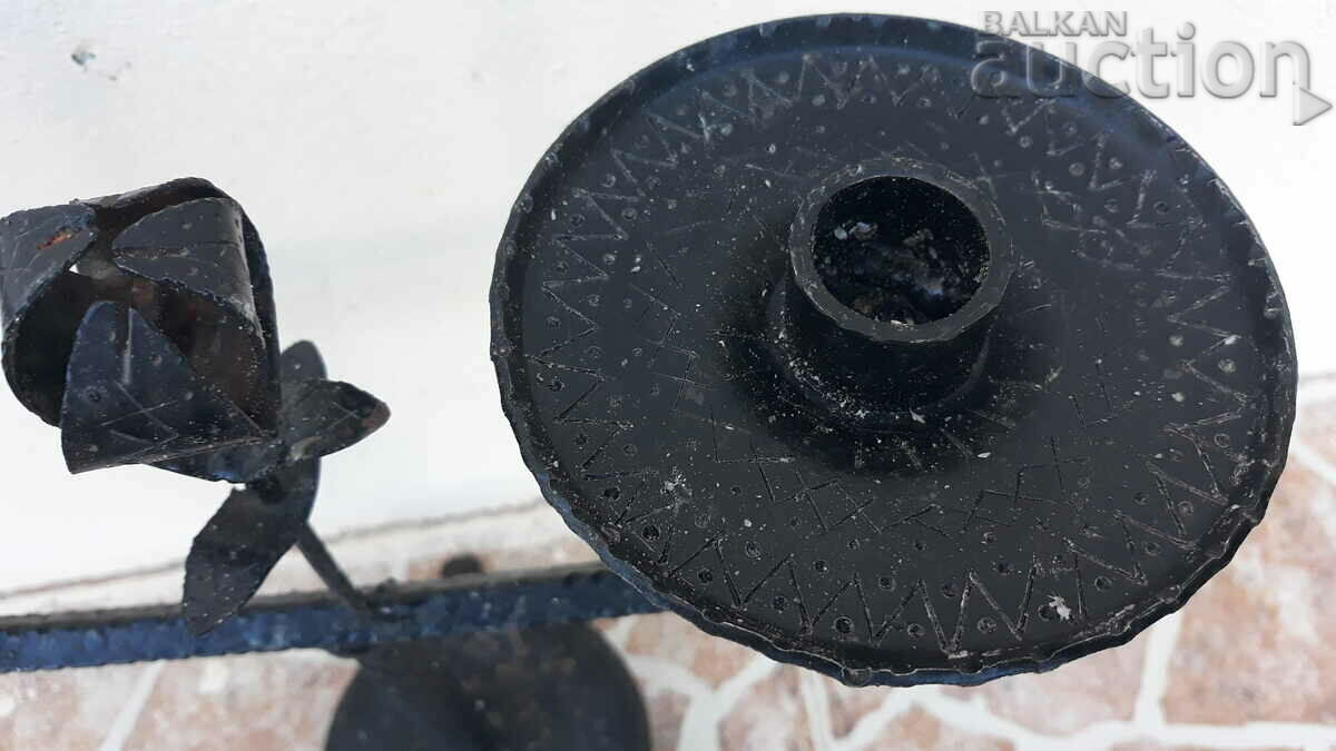 vintage handmade candle holder with rose - 6