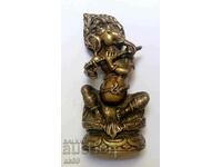 Muzician Ganesha - figurina veche - bronz mic din plastic.