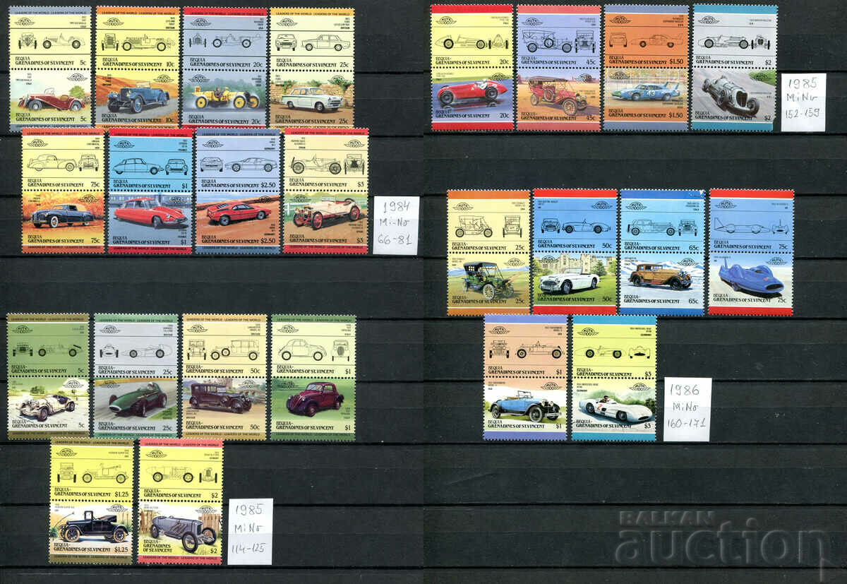 St. Vincent+ 1984-6 MnH - Cars [4 Complete Series] #A08