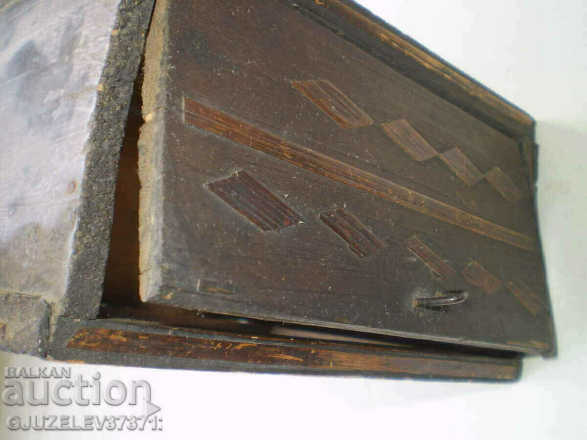 Old inlaid wooden clock case - 6