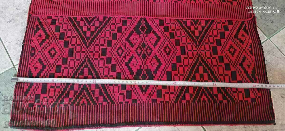 Antique woven rug in black and red for a folk-style corner - 5