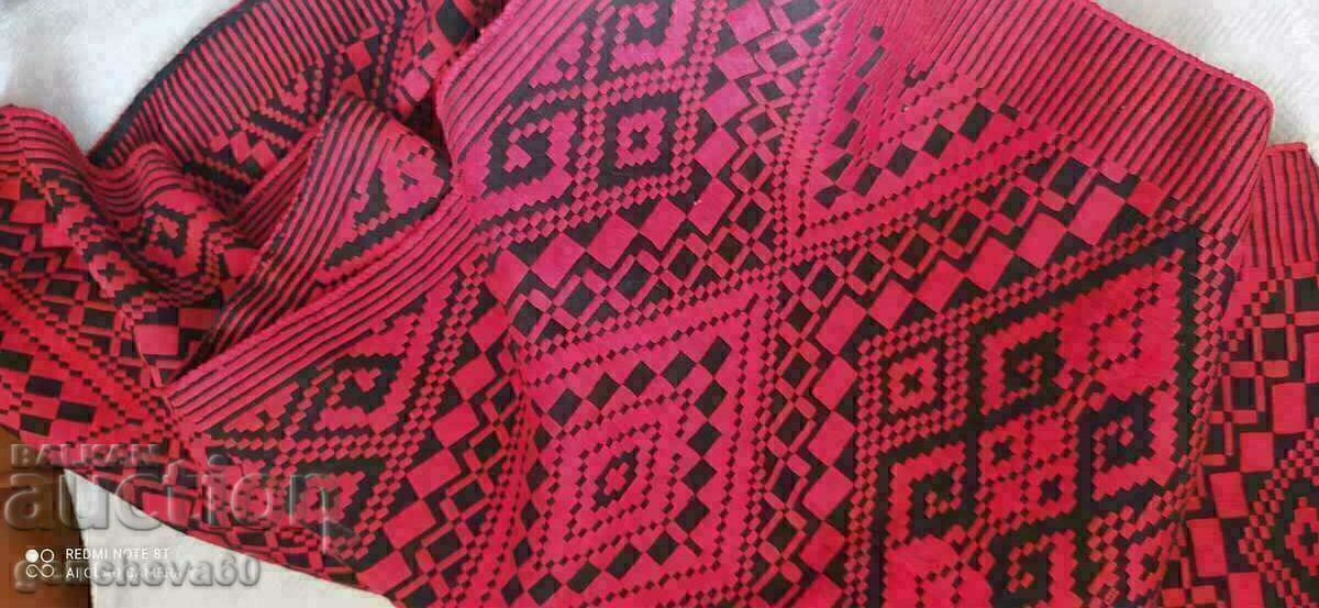 Antique woven rug in black and red for a folk-style corner - 6