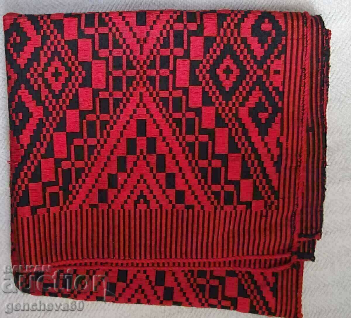 Antique woven rug in black and red for a folk-style corner - 7