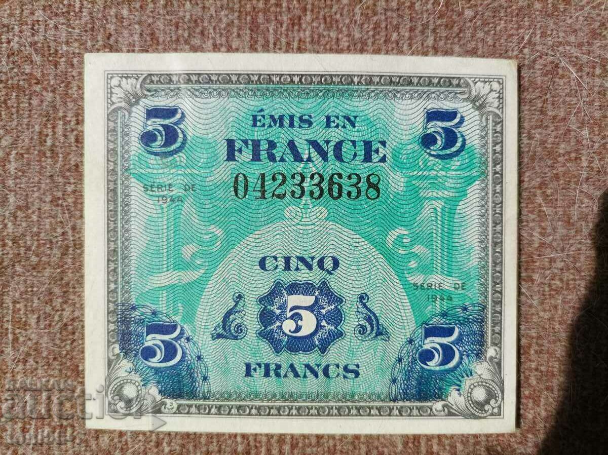 Franta 5 franci 1944 aUNC
