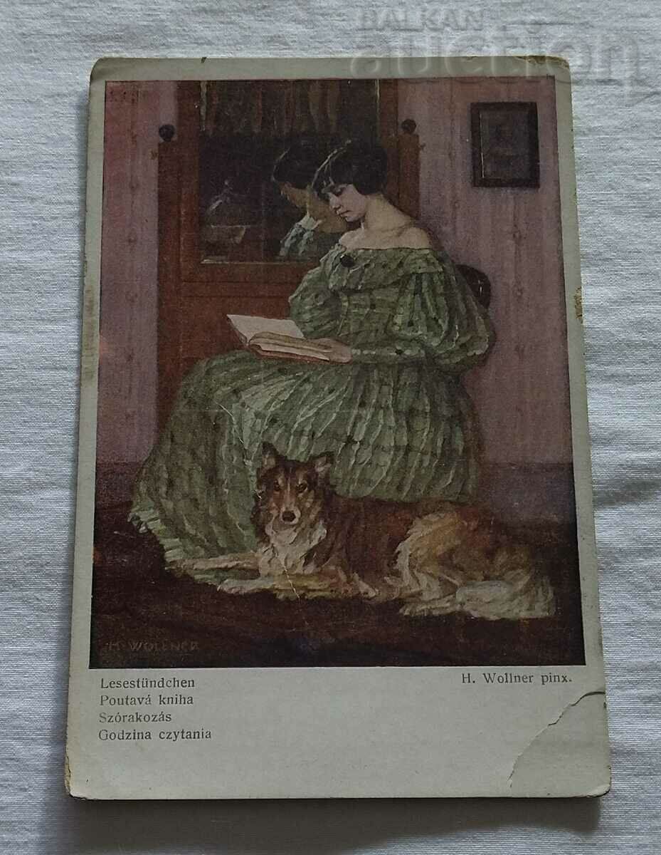 DOG YOUNG LADY WITH BOOK KITCH P.K. 191..