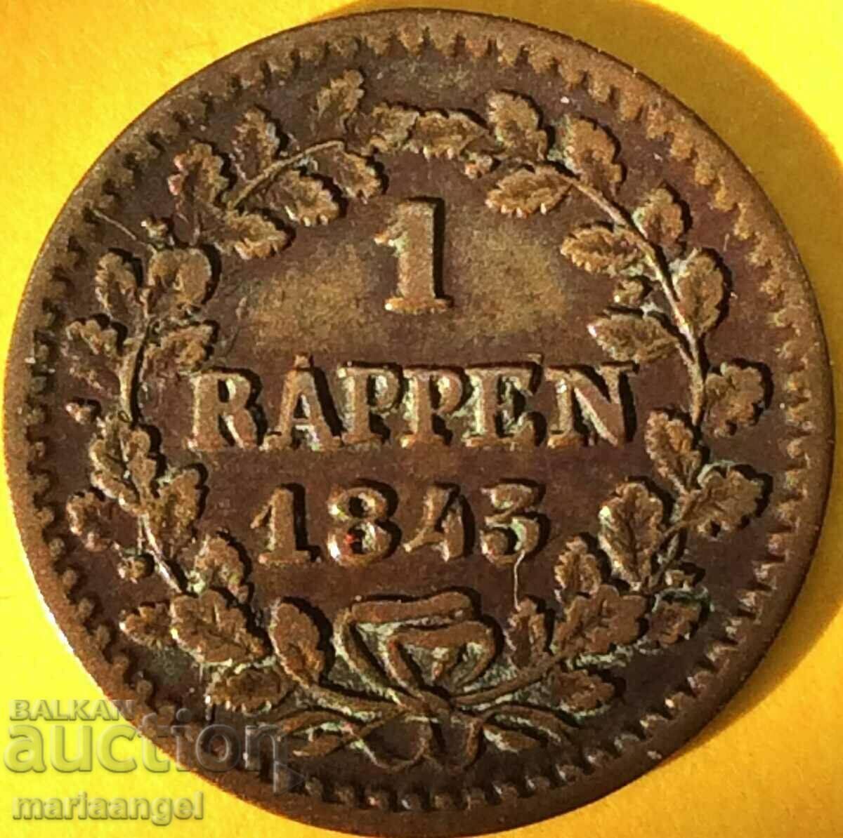 Switzerland 1 Rapen 1843 Canton of Lucerne