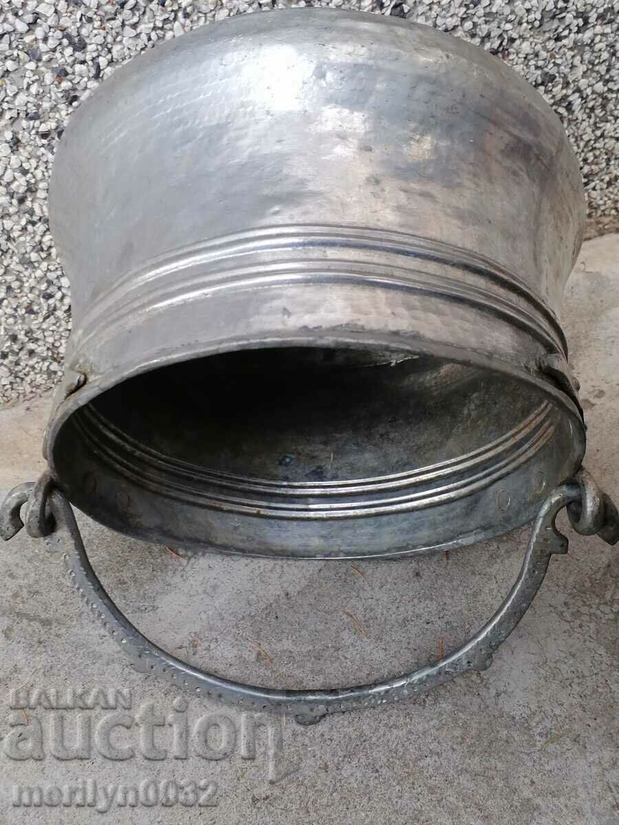 Old copper tinned cauldron, cauldron, copper, copper with price 112.00 BGN | € 57.26 Old copper tinned cauldron, cauldron, copper, copper with price 112.00 BGN | € 57.26