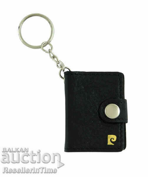 Pierre Cardin keychain, genuine leather, black