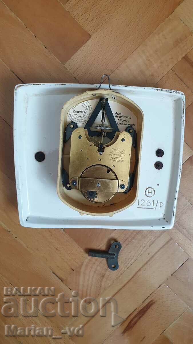 Παλαιό πορσελάνινο γερμανικό μηχανικό ρολόι τοίχου Zentra - 6 Παλαιό πορσελάνινο γερμανικό μηχανικό ρολόι τοίχου Zentra - 6