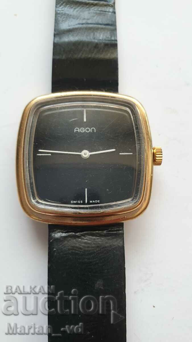 Agon mechanical gold-plated watch