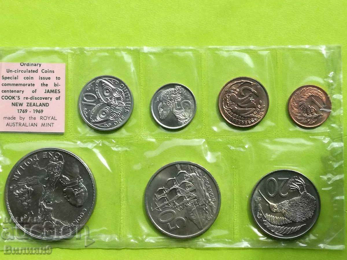 Сет разменни монети  Нова Зеландия 1969 BU Рядък