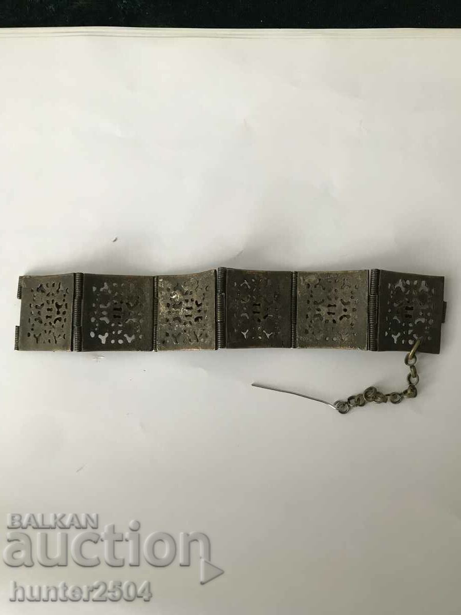 Auction  Bracelet - old, bronze, 19 cm, garnet