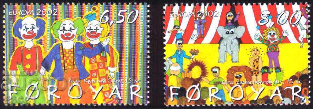 Чисти марки Европа СЕПТ Цирк 2002 от Фарьорски острови