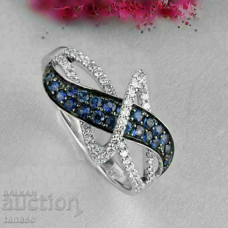 Women's ring with sapphires and topazes - 5 Women's ring with sapphires and topazes - 5