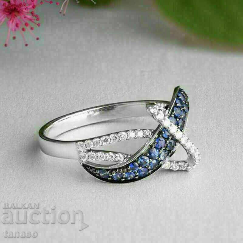 Women's ring with sapphires and topazes - 6 Women's ring with sapphires and topazes - 6