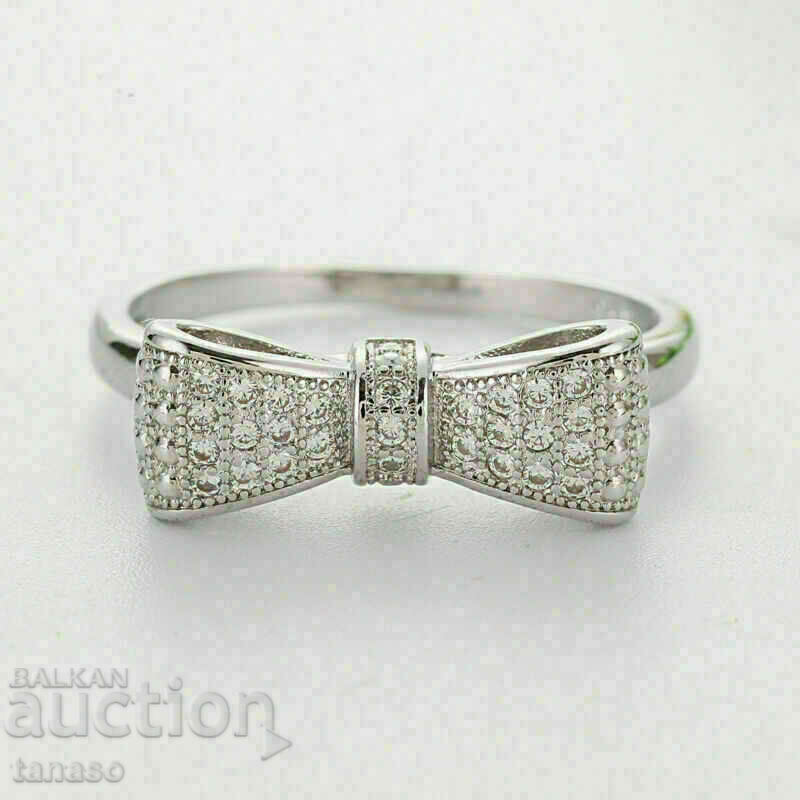 Women's ring with white zircons - ribbon - 6 Women's ring with white zircons - ribbon - 6