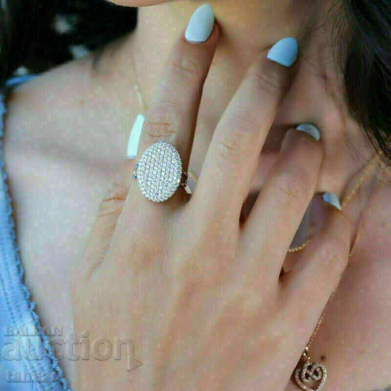 Women's ring with white zircons with price 25.00 BGN | € 12.78 Women's ring with white zircons with price 25.00 BGN | € 12.78