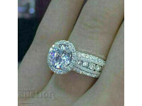 Дамски пръстен бели циркони, сребърно покритие