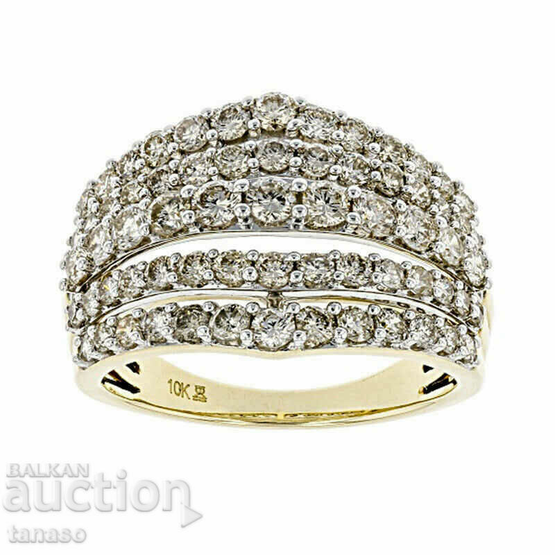 Women's ring white zircons, 10K gold plating