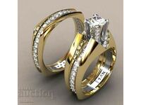 Women's set of 2 rings with white zircons, gold plating