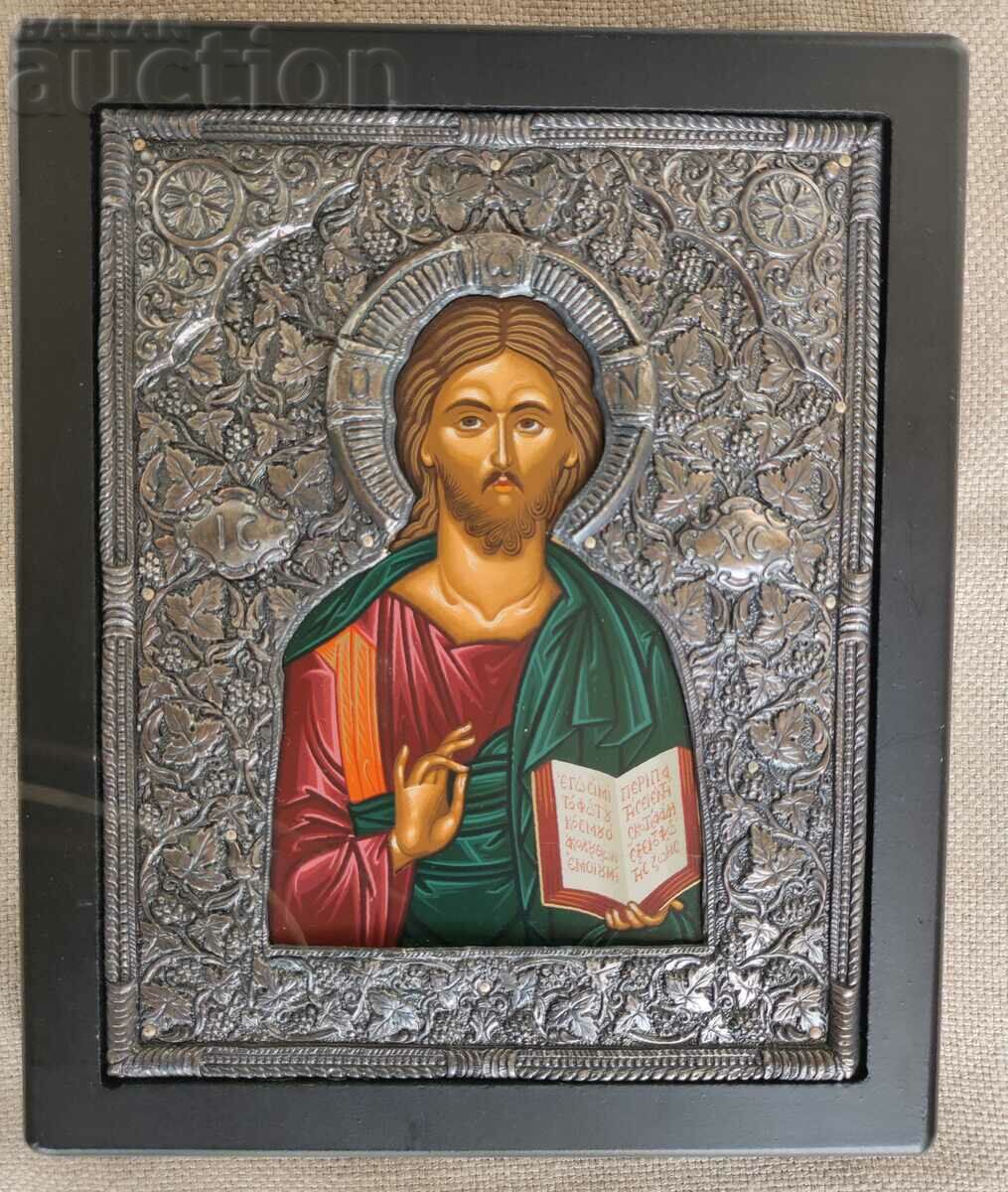 Сребърна Икона Исус Христос със Сертификат