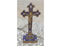 Table Bronze Cross The Crucifixion of Jesus Christ Enamel