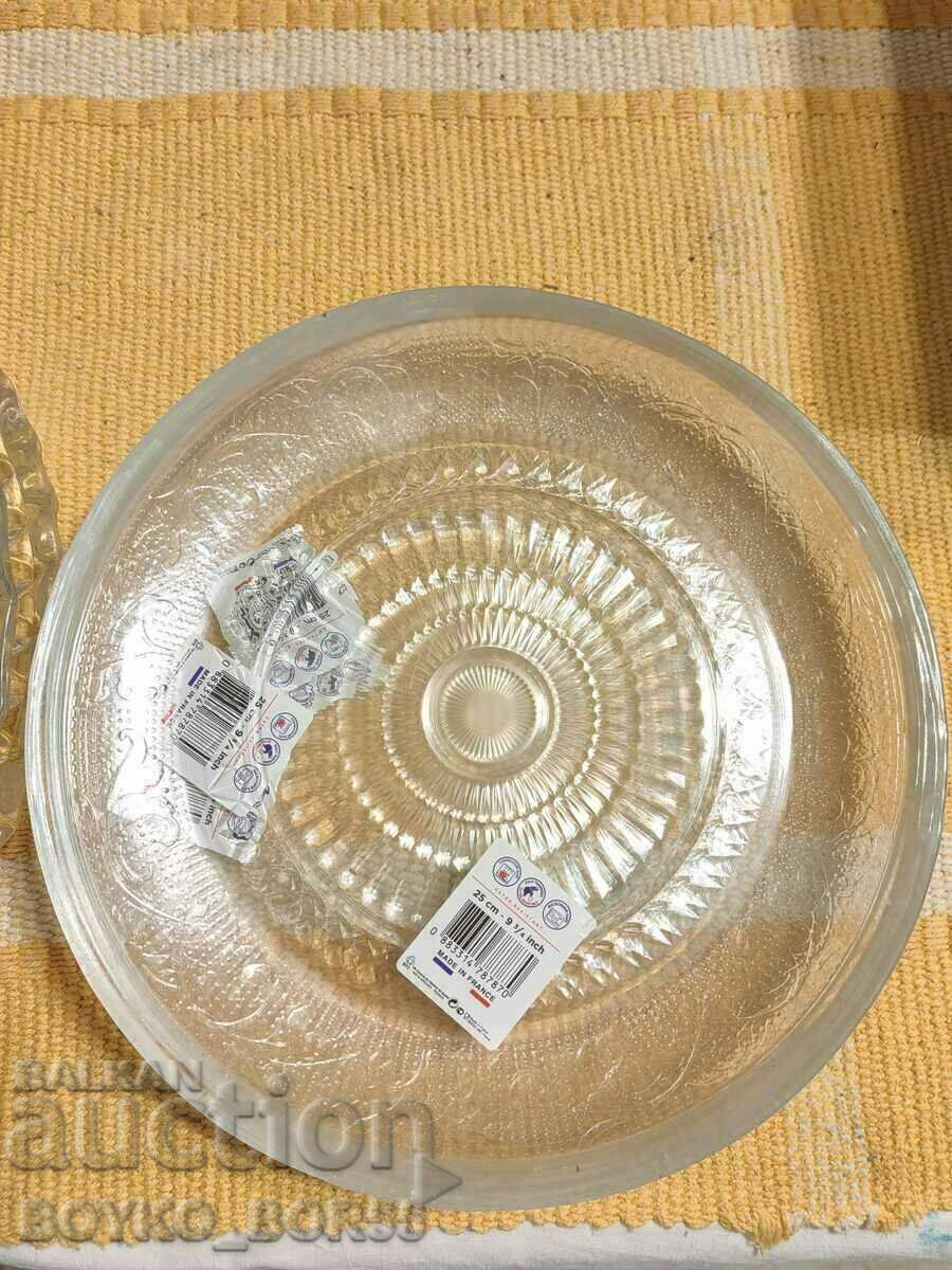 NOU! 5 farfurii frumoase Duralex + 2 farfurii superbe de cristal - 5