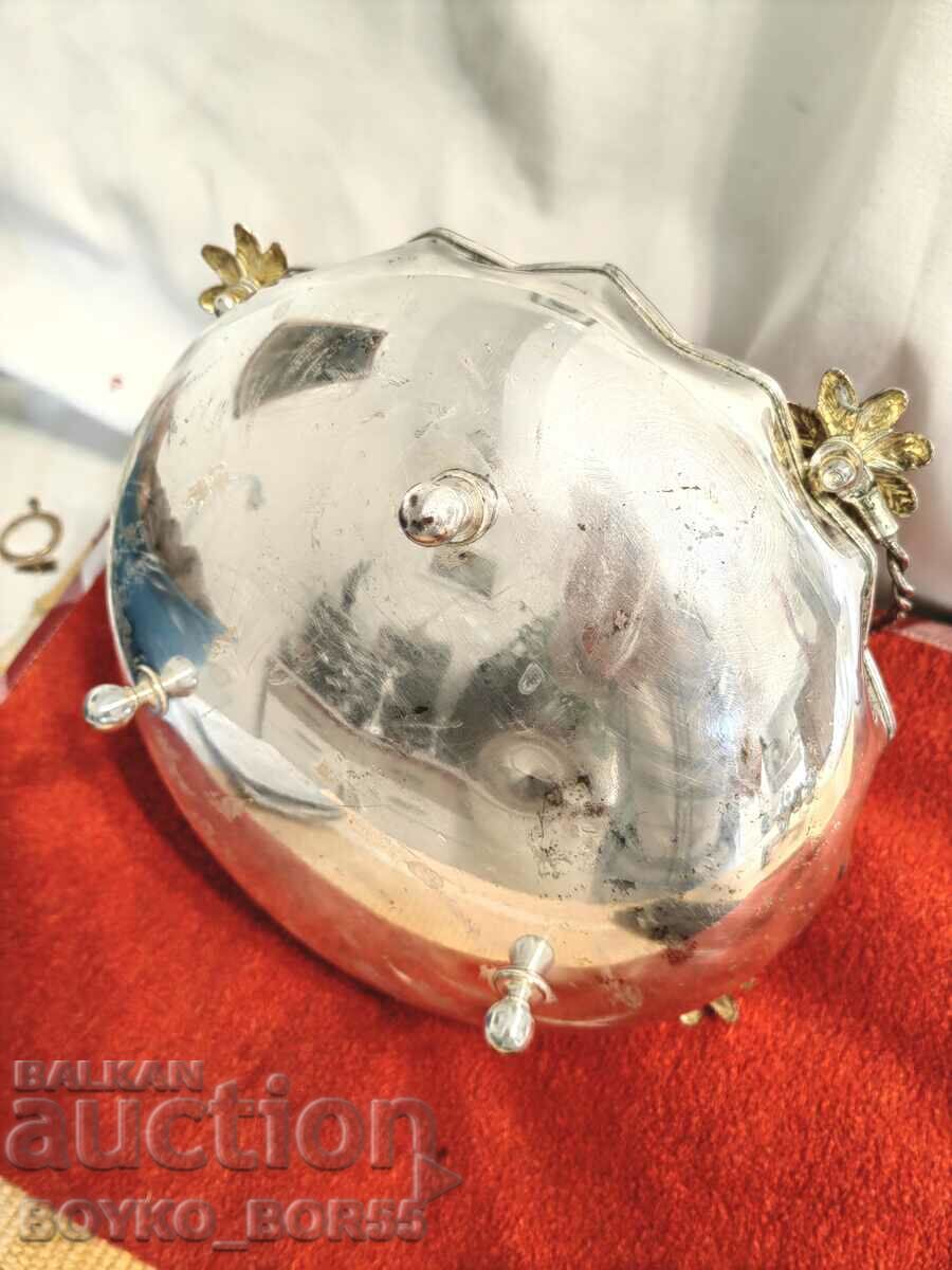 Аукцион Старинна Бронзова Посребрена Фруктиера Кошница