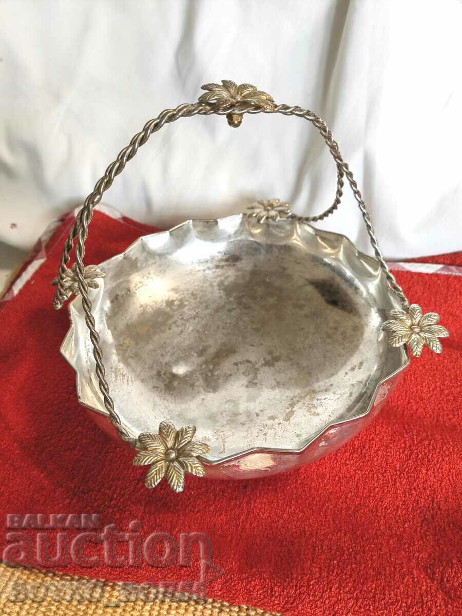 Antique Bronze Silver Plated Fruit Basket