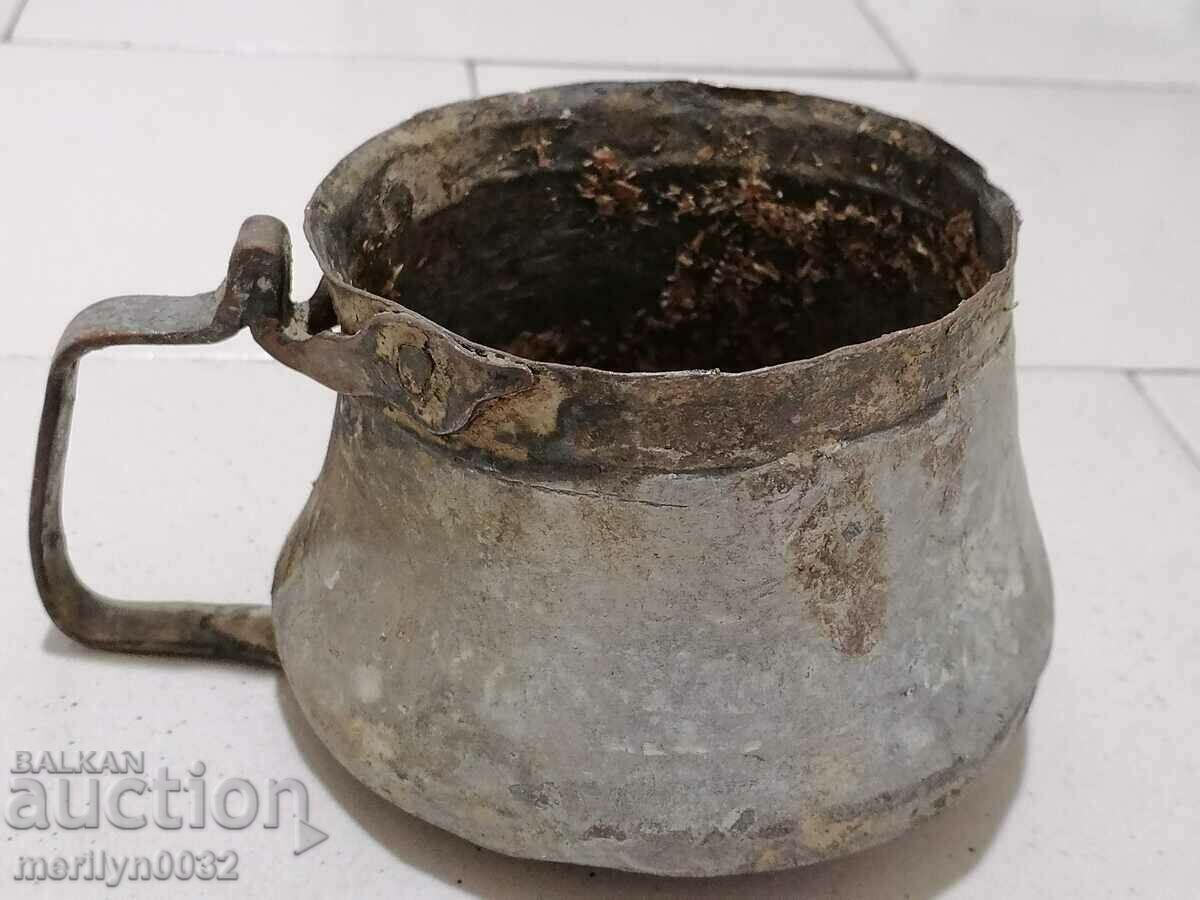 Old tinned jug, pit, copper, cauldron, cauldron with price 54.00 BGN | € 27.61 Old tinned jug, pit, copper, cauldron, cauldron with price 54.00 BGN | € 27.61
