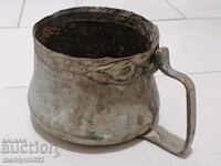Old tinned jug, pit, copper, cauldron, cauldron