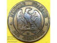 Franta 10 centimes 1861 30mm cupru