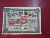 500 Million Marks 1923 Bavarian Bank 13.5 - 9 cm