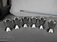 Interesting set of 6 egg cups metal #1230