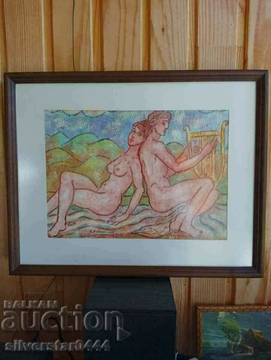 Pictură de Krastyu Nekezov-Burning-Orpheus și Eurydice 2006.