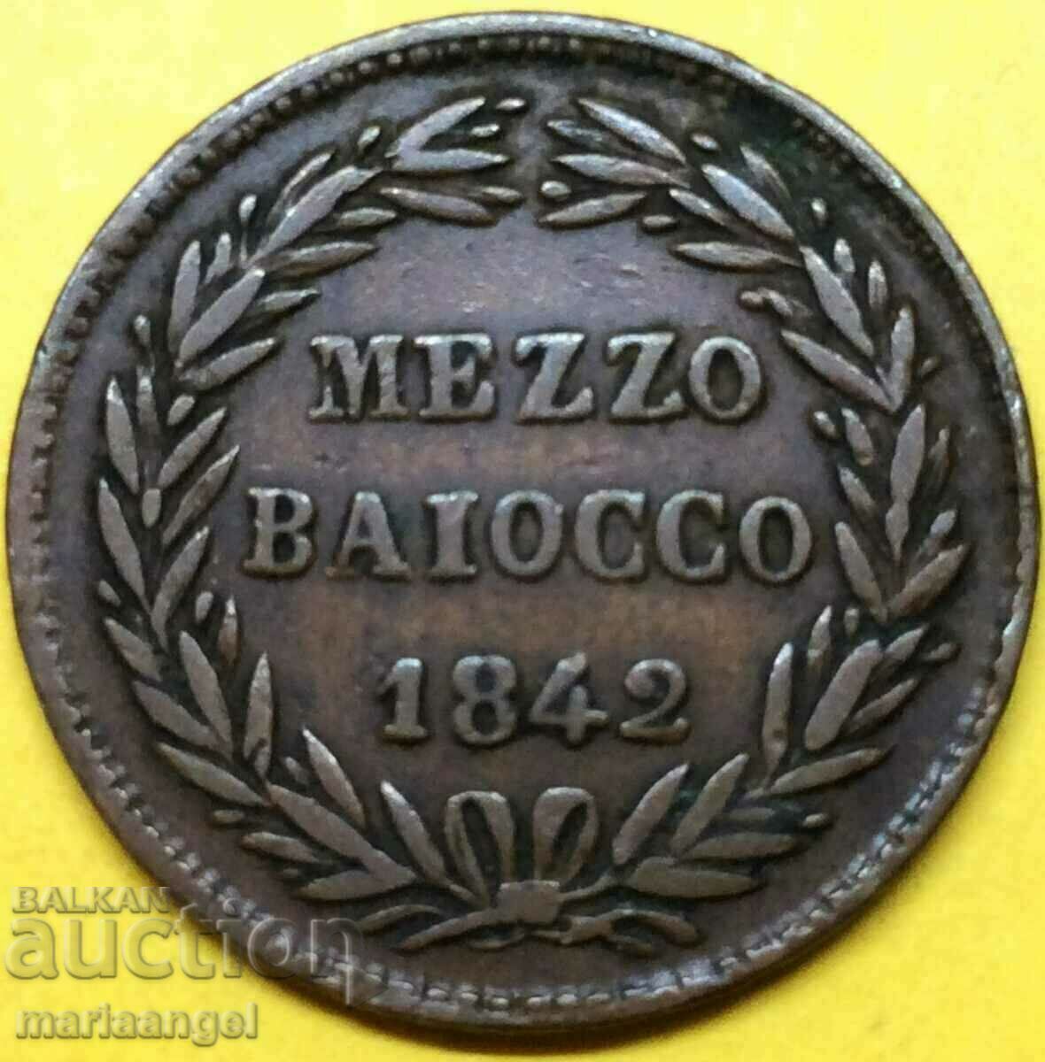 Vatican 1/2 bayocco 1842 Grigore al XIV-lea bronz