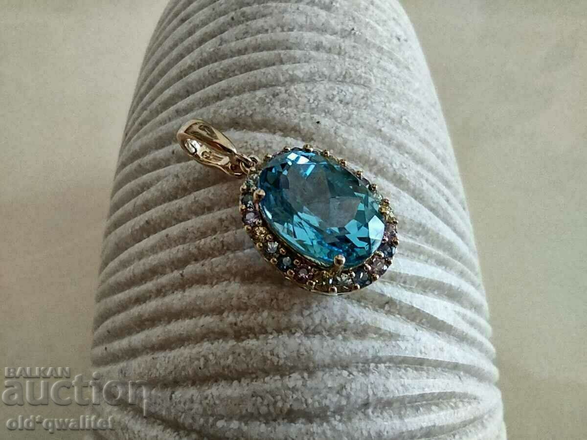 ΠΑΝΕΜΟΡΦΟ χρυσό μενταγιόν, τοπάζι και ΠΟΛΥΧΡΩΜΑΤΑ ΖΑΦΕΙΡΙΑ - 6 ΠΑΝΕΜΟΡΦΟ χρυσό μενταγιόν, τοπάζι και ΠΟΛΥΧΡΩΜΑΤΑ ΖΑΦΕΙΡΙΑ - 6