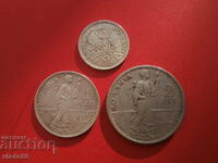 Silver coins 50 bani 1910, 1 lei 1910, 2 lei 1910