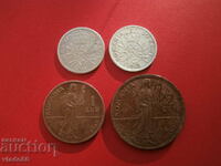 Silver coins 50 banis 1911, 1912, 1 lei 1912, 2 lei 1912