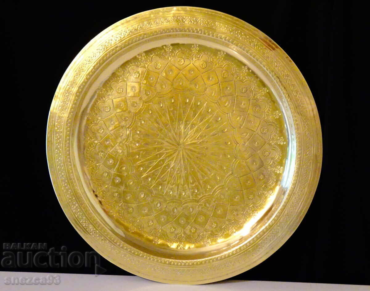 Moroccan bronze tray, plate 35 cm.