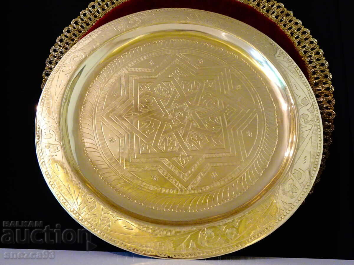 Moroccan bronze tray, plate 29.8 cm. with price 89.00 BGN | € 45.50