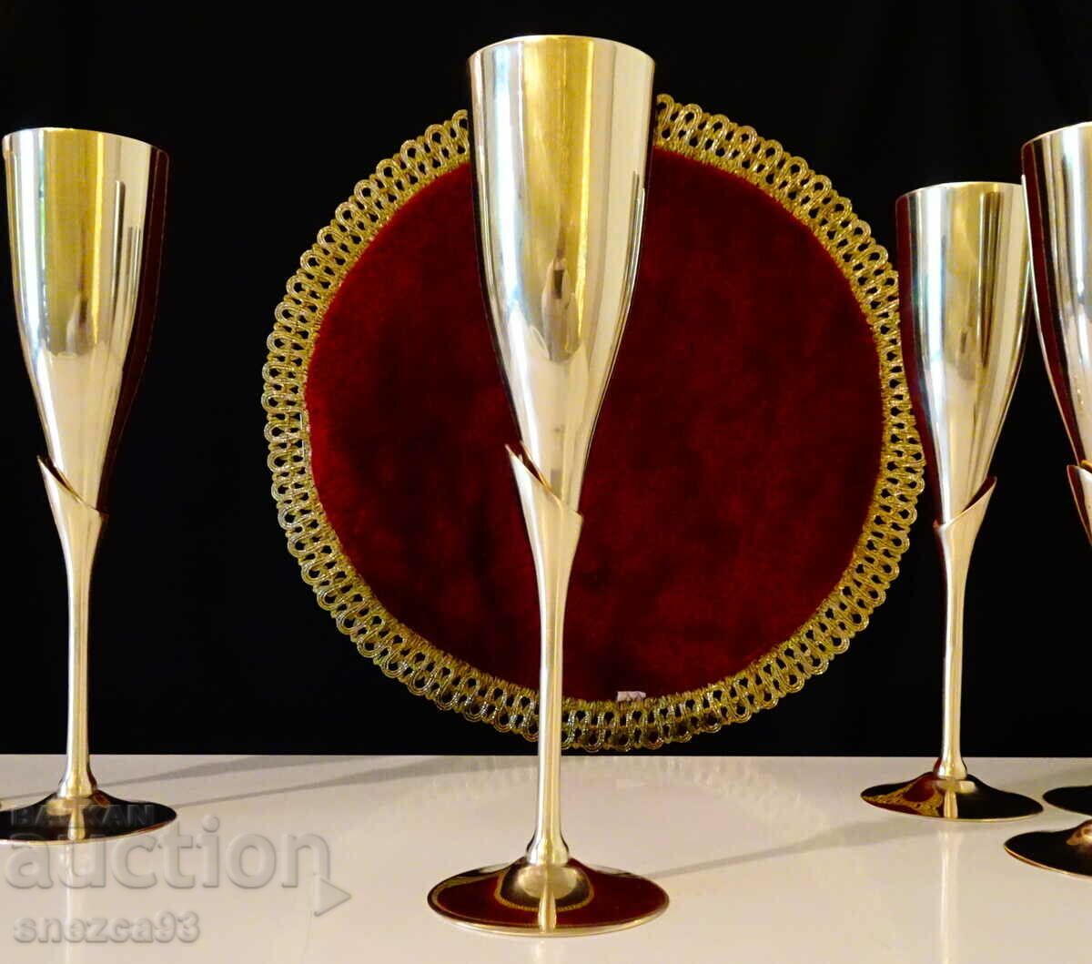 Bronze goblet, wine glass, champagne, 25 cm.