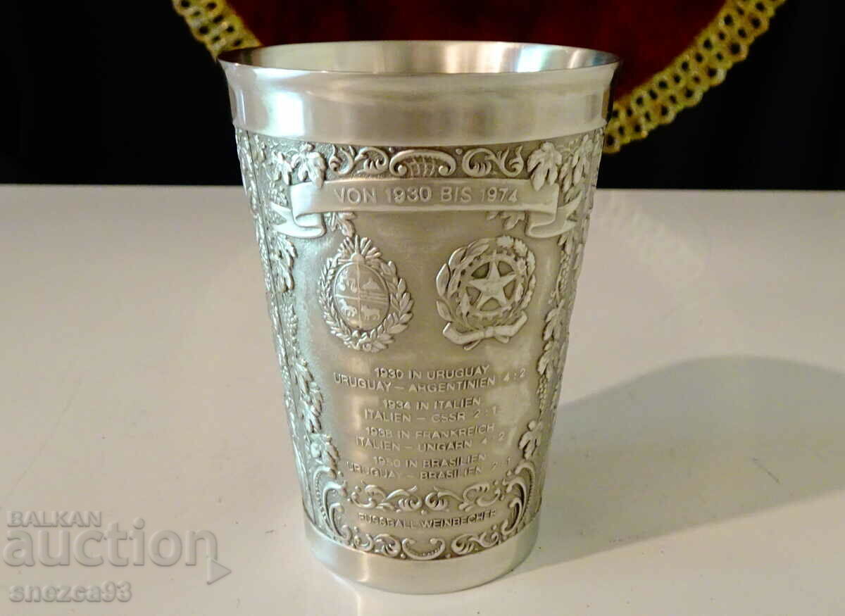 Pewter wine glass with German coats of arms