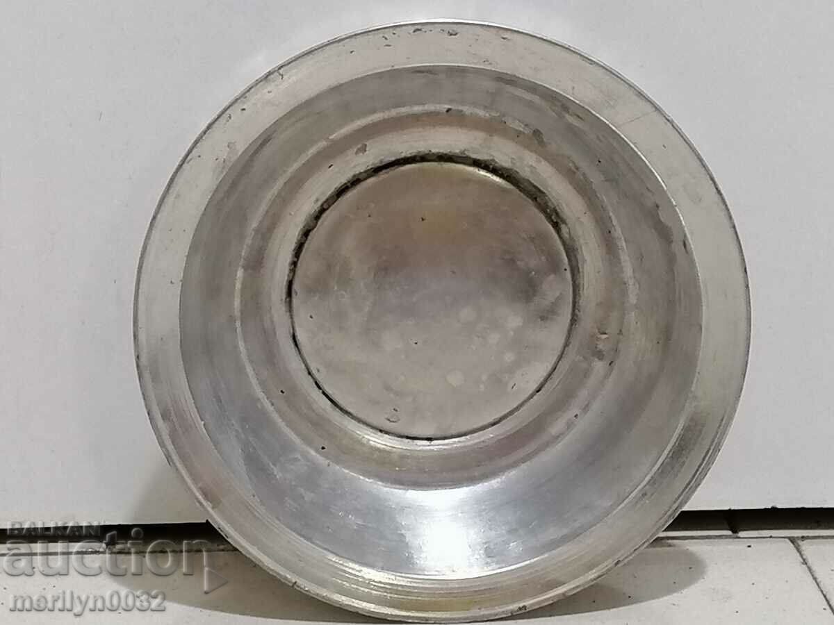 Old tinned copper saucer, copper, pot, plate, bowl - 6 Old tinned copper saucer, copper, pot, plate, bowl - 6